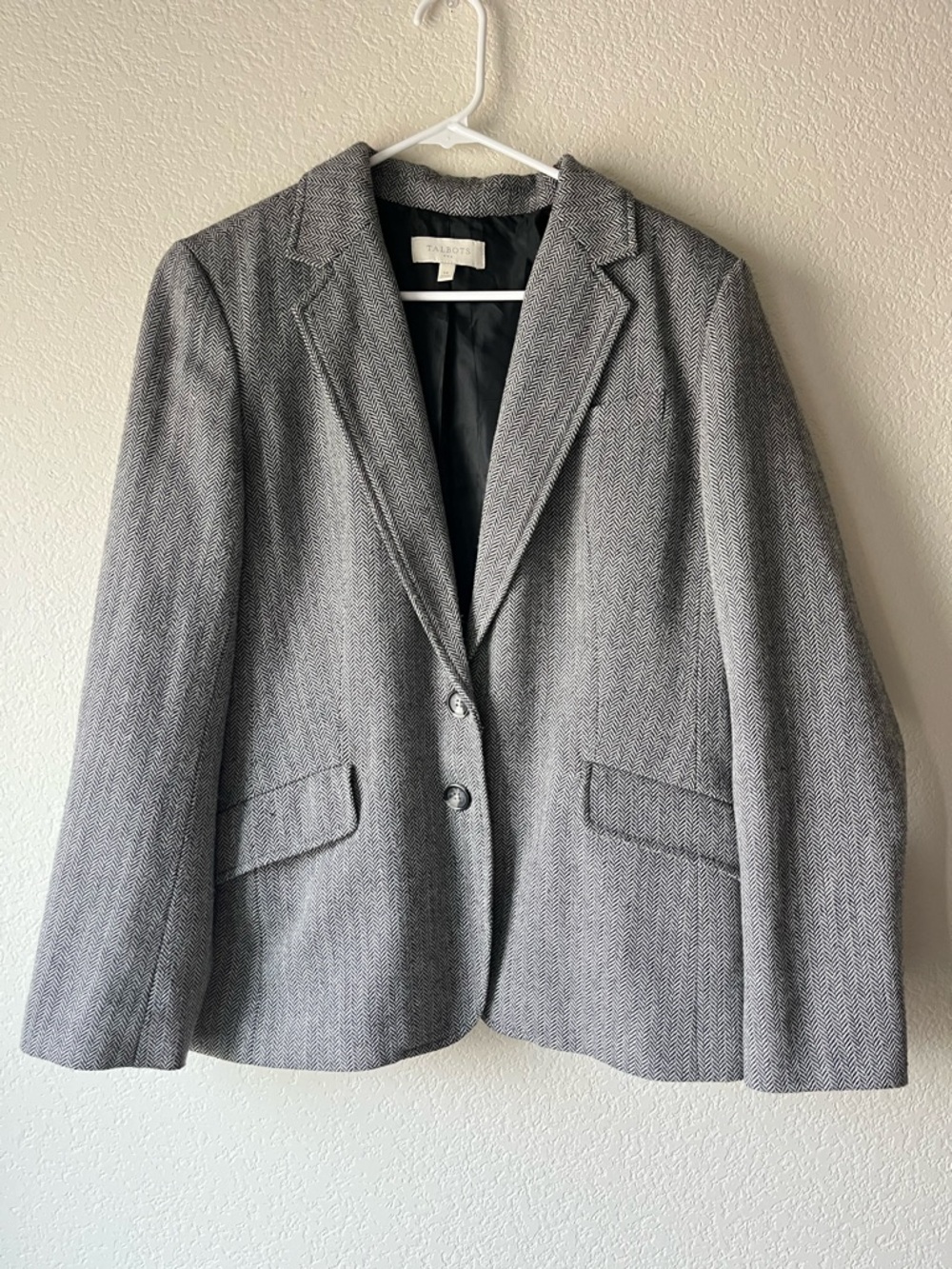 Talbots Classic Old Money Herringbone Women's Wool Blend Blazer Jacket